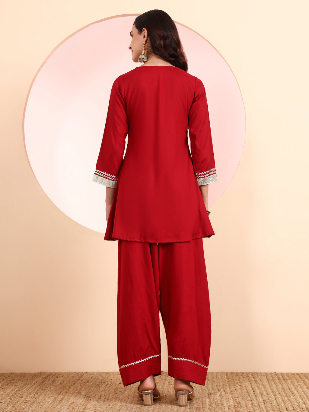 Kurta & Pant Set – Rayon Fabric (Maroon Color)