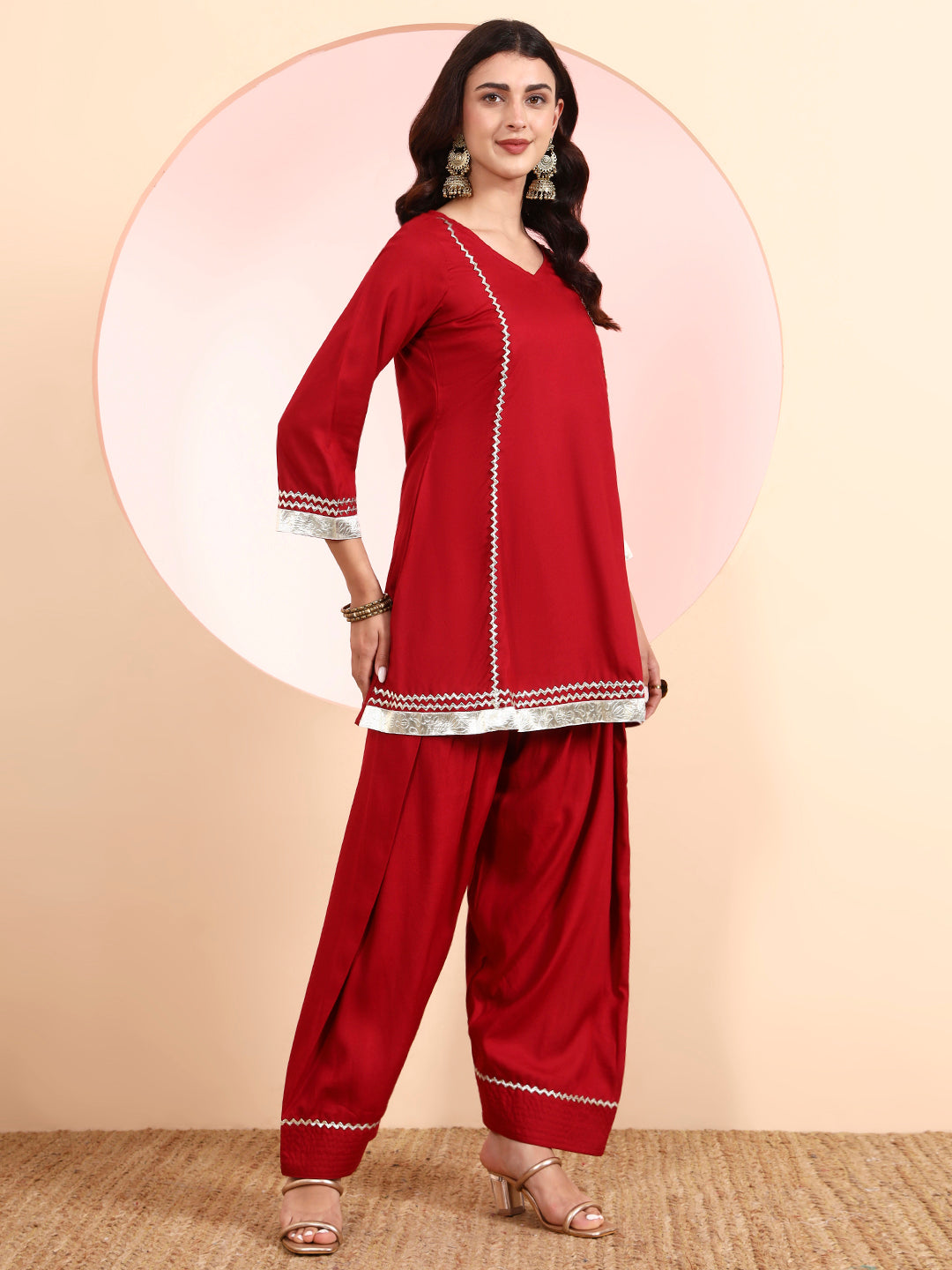 Kurta & Pant Set – Rayon Fabric (Maroon Color)