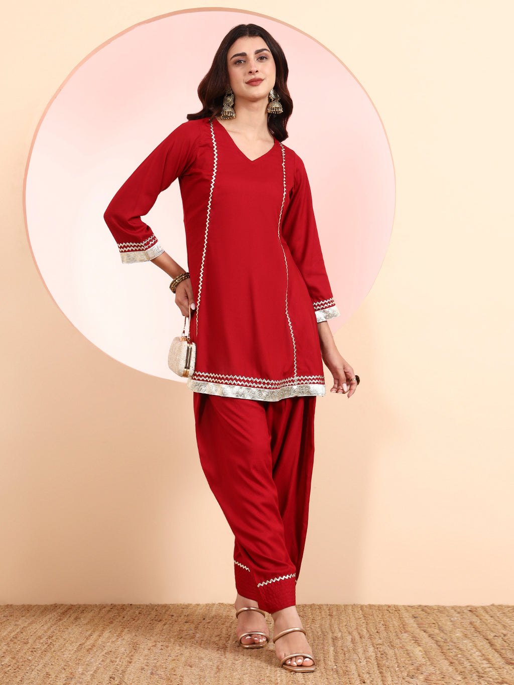 Kurta & Pant Set – Rayon Fabric (Maroon Color)