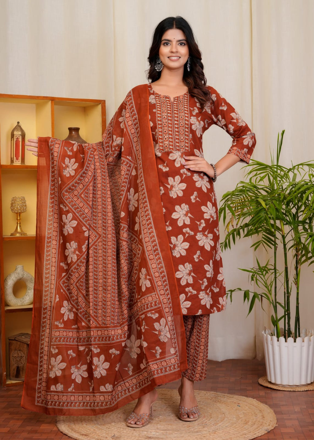 Women's Printed Cotton Straight Kurta Set | Elegant Daily Wear Ethnic Suit | Comfortable & Stylish