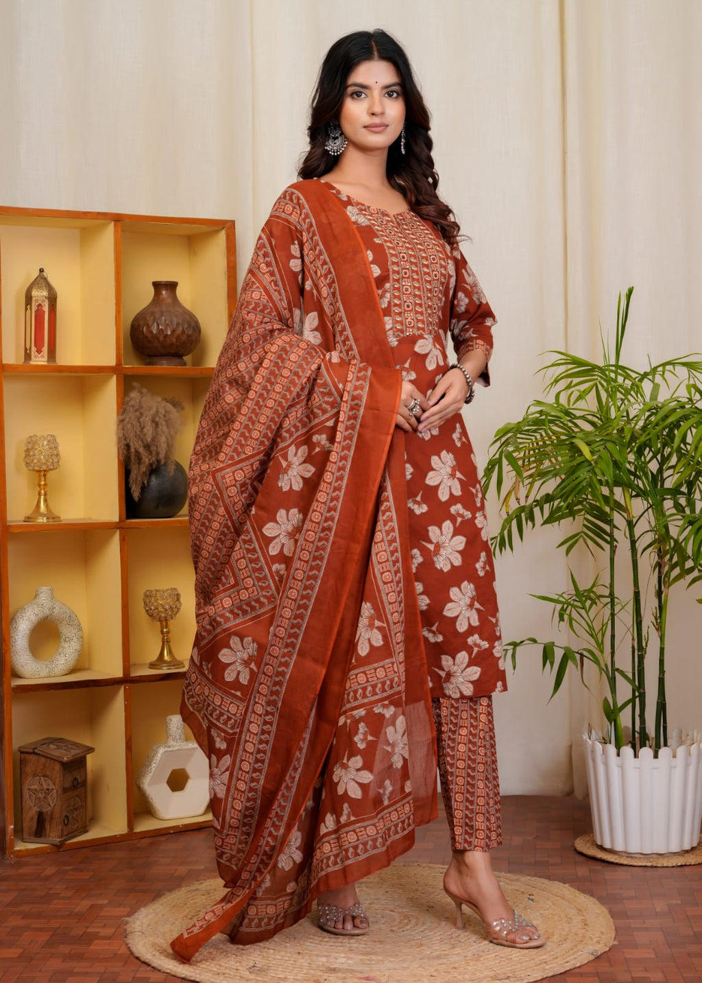 Women's Printed Cotton Straight Kurta Set | Elegant Daily Wear Ethnic Suit | Comfortable & Stylish