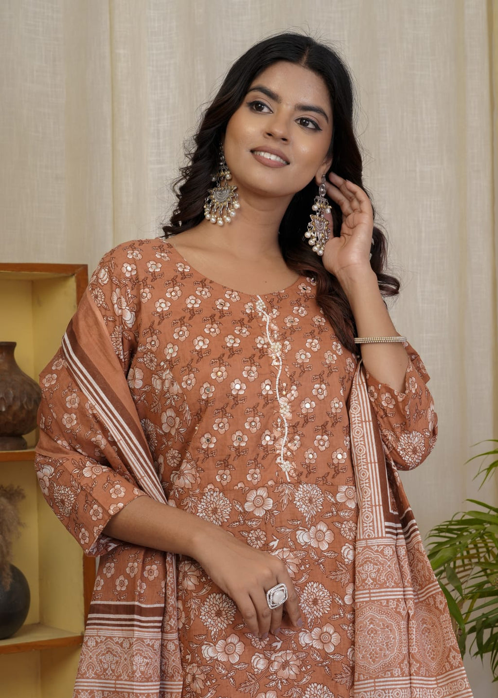 Women's Printed Cotton Straight Kurta Set | Elegant Daily Wear Ethnic Suit | Comfortable & Stylish
