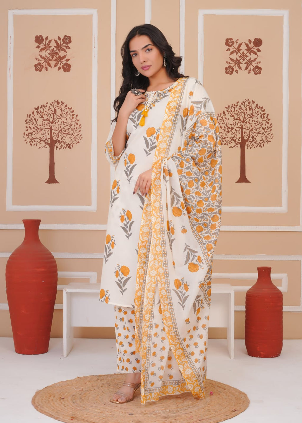Women's Printed Cotton Straight Kurta Set | Elegant Daily Wear Ethnic Suit | Comfortable & Stylish
