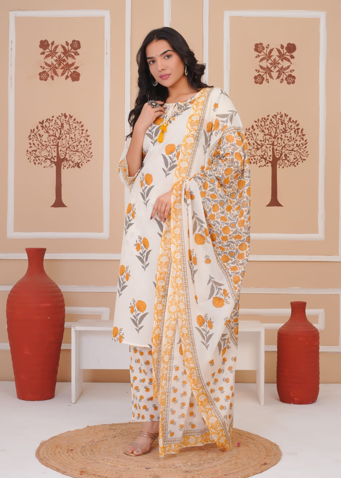 Women's Printed Cotton Straight Kurta Set | Elegant Daily Wear Ethnic Suit | Comfortable & Stylish