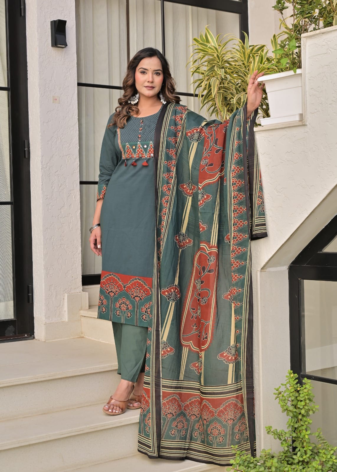 Women's Printed Cotton Straight Kurta Set | Elegant Daily Wear Ethnic Suit | Comfortable & Stylish