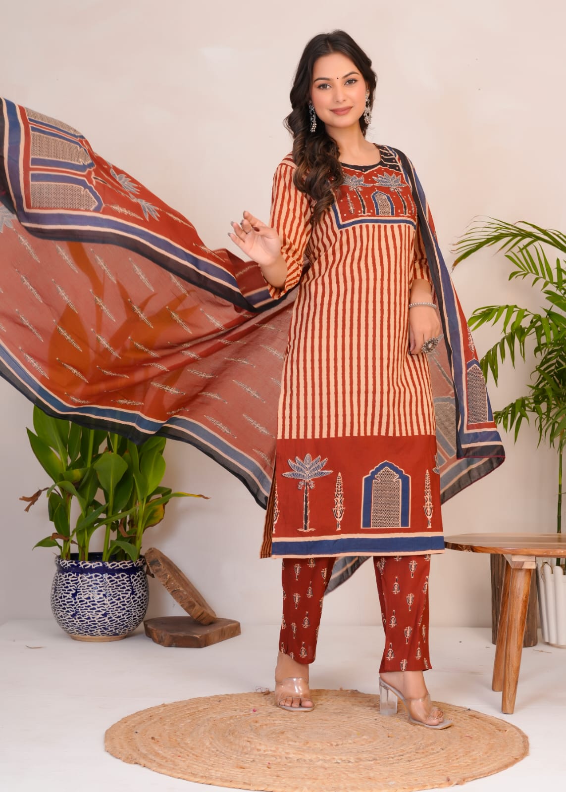 Women's Printed Cotton Straight Kurta Set | Elegant Daily Wear Ethnic Suit | Comfortable & Stylish