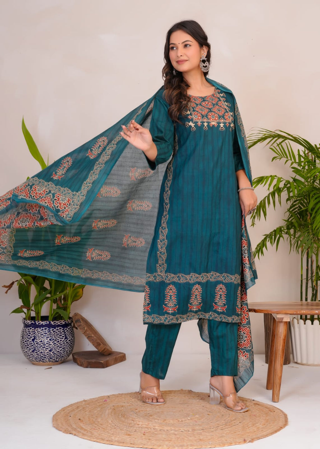 Women's Printed Cotton Straight Kurta Set | Elegant Daily Wear Ethnic Suit | Comfortable & Stylish