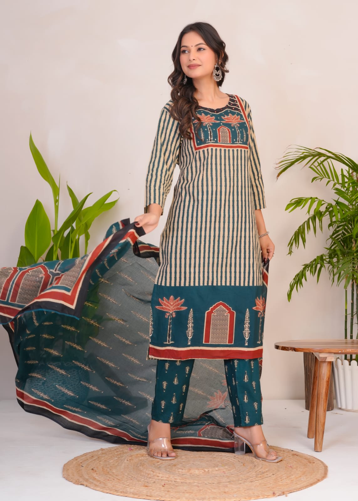 Women's Printed Cotton Straight Kurta Set | Elegant Daily Wear Ethnic Suit | Comfortable & Stylish