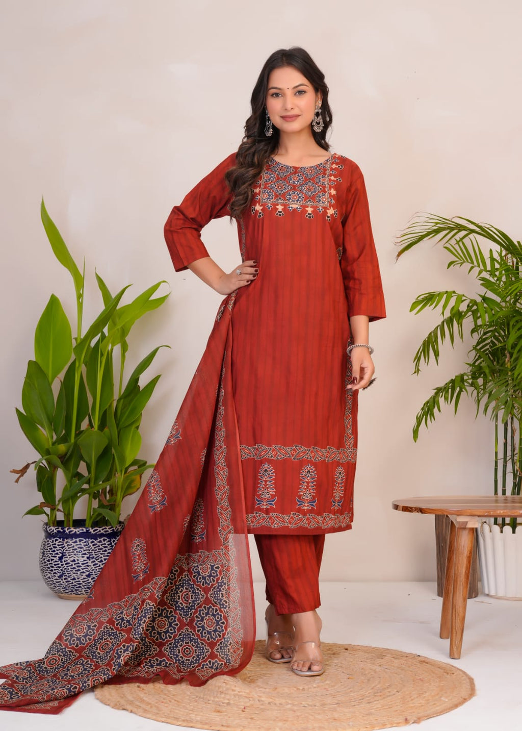 Women's Printed Cotton Straight Kurta Set | Elegant Daily Wear Ethnic Suit | Comfortable & Stylish