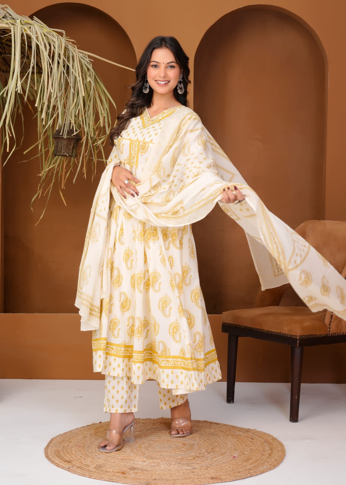 Elegant Printed Cotton Anarkali Kurta Set for Women | Ethnic Daily Wear | Comfortable & Stylish
