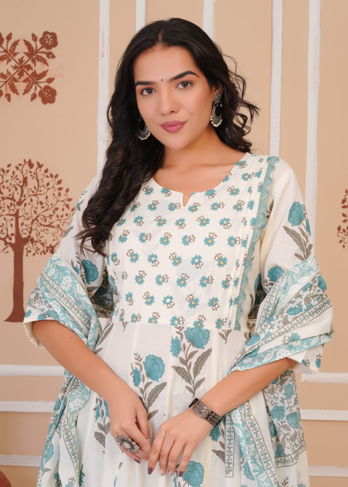 Elegant Printed Cotton Anarkali Kurta Set for Women | Ethnic Daily Wear | Comfortable & Stylish