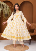Elegant Printed Cotton Anarkali Kurta Set for Women | Ethnic Daily Wear | Comfortable & Stylish