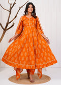 Elegant Printed Cotton Anarkali Kurta Set for Women | Ethnic Daily Wear | Comfortable & Stylish