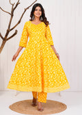 Elegant Printed Cotton Anarkali Kurta Set for Women | Ethnic Daily Wear | Comfortable & Stylish