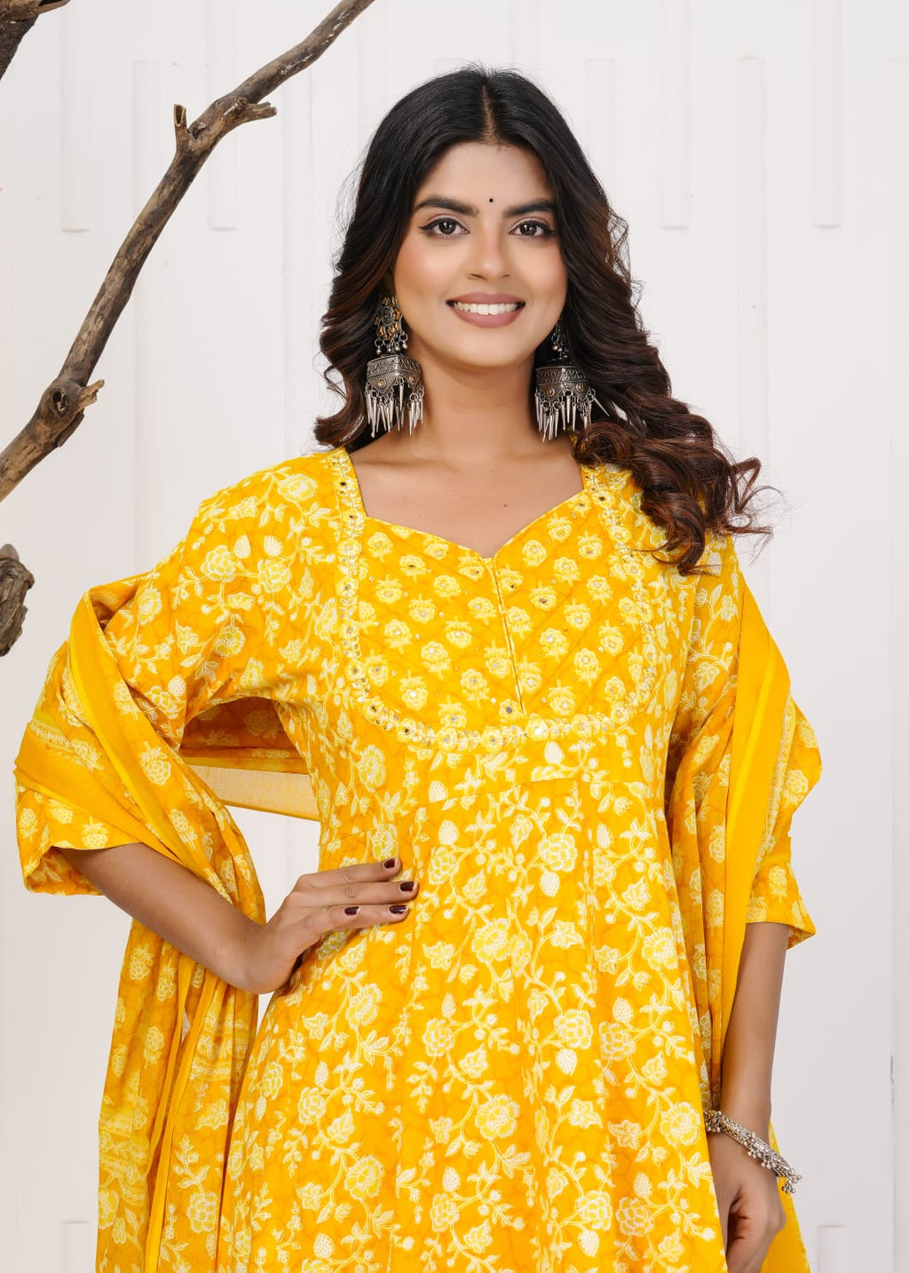 Elegant Printed Cotton Anarkali Kurta Set for Women | Ethnic Daily Wear | Comfortable & Stylish