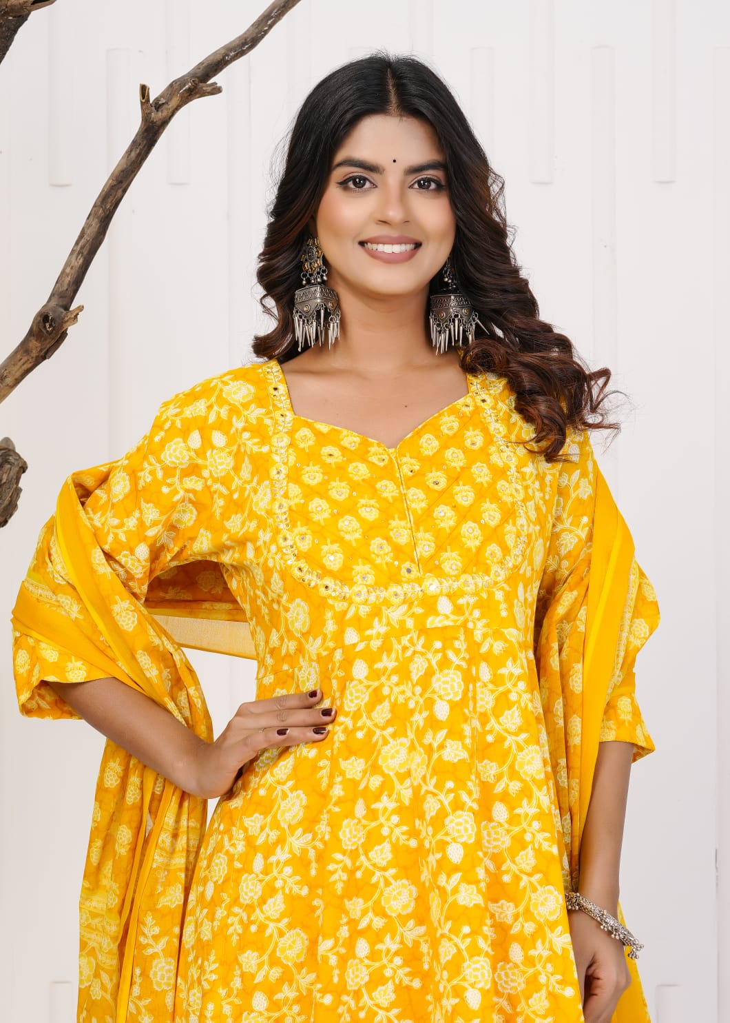 Elegant Printed Cotton Anarkali Kurta Set for Women | Ethnic Daily Wear | Comfortable & Stylish