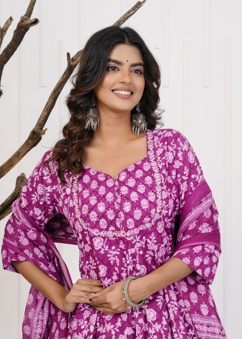Elegant Printed Cotton Anarkali Kurta Set for Women | Ethnic Daily Wear | Comfortable & Stylish